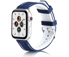 Beline apyrankė Apple Watch Solid silikoninė 38/40/41mm mėlynos ir baltos spalvos