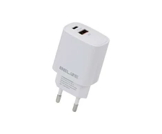 Beline Laidinis įkroviklis 1x USB-C + 1x USB 20W baltos spalvos (only head) PD 3.0 + QC 3.0 BLN2CW20