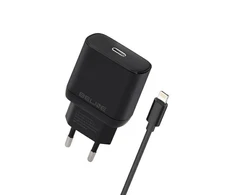 Beline Laidinis įkroviklis 1x USB-C 30W + kabelis lightning juodos spalvos PD 3.0 BLNCB30L GaN