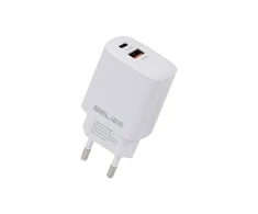 Beline Laidinis įkroviklis 1x USB-C + 1x USB 30W baltos spalvos (only head) PD 3.0 + QC 3.0 BLN2CW30 GaN