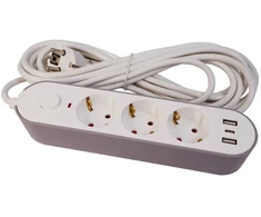 Besk Prailgintuvas 3 lizdų + 2 USB + Type-C 3m su įjungimo/išjungimo jungikliu