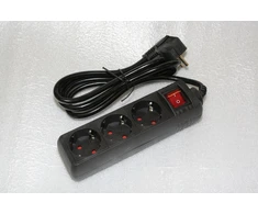 Besk Prailgintuvas 3 lizdų 3m su jungikliu 3x1,5mm² juodas