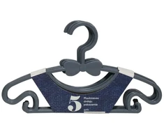 Plastikinės drabužių pakabos BESK 30x17cm 5vnt. Pilka