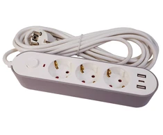 Besk Prailgintuvas 3 kontaktų + 2 USB+Type-C 3 m a su jungiklis