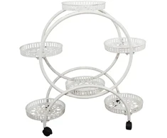 Besk Gėlių vazonų stovas Metalinis 6 vietų Baltas 82x29x94cm