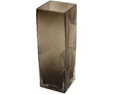 Besk Stiklinė vazė su raštu 10x30cm dūminė pilka