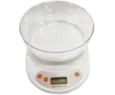 Virtuvinės svarstyklės Besk Svari virtuves digitālie ar trauku 5kg balti