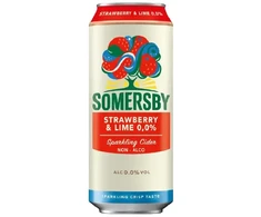 Sidras SOMERSBY, braškių ir laimo skonio, nealkoholinis, 0,5l, skardinėje