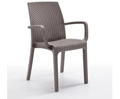 Chaise Empilable Polyrotin Accoudoirs Bar Jardin Extérieur Indiana Bica Couleur: rusvai gelsvas