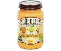 Biezenis RŪDOLFS BIO Ābolu, banānu, aprikožu, no 4 mēn., 190g