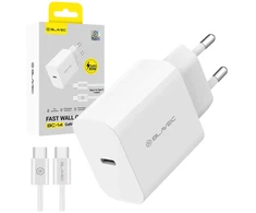 Blavec Wall charger BC-14 GaN4 – Type C – PD QC 30W 3A with Type C to Type C cable (TCBC14G4-CW303A+CC) baltas