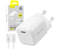 Blavec Wall charger BC-6 GaN4 – Type C – PD QC 33W 3A with Type C to Type C cable (TCBC6G4-CW333A+CC) baltas
