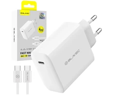 Blavec Wall charger BC-8 GaN4 – Type C – PD QC 65W 3A with Type C to Type C cable (TCBC8G4-CW653A+CC) baltas