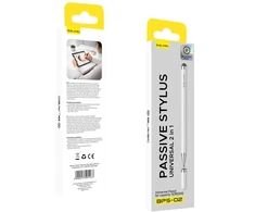 Blavec pasyvus rašiklis Pen Stylus BPS-02 universalus 2in1 (BPS02-UW) baltos spalvos