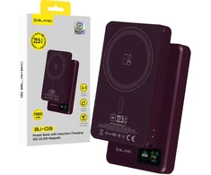 Blavec Power Bank 10000mAh BJ-03 Slim 13,5mm – Typ C – 22,5W magnetyczny indukcyjny Magsafe 3 w 1 (PBBJ03-MC10P) violetinė aliuminio