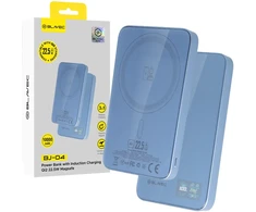 Blavec Power Bank 10000mAh BJ-04 Slim 13,5mm – Typ C – 22,5W magnetyczny indukcyjny Magsafe 3 w 1 (PBBJ04-MC10LB) Šviesiai mėlynas stiklinis