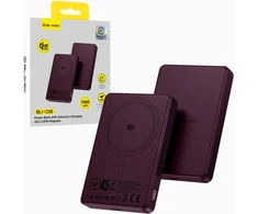 Blavec Power Bank 10000mAh BJ-05 Ultra Fast 16mm – Typ C – Qi2.2 25W + PD 45W magnetyczny indukcyjny Magsafe 2 w 1 (PBBJ05-QI22MC10P) violetinė aluminiowy