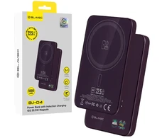 Blavec Power Bank 5000mAh BJ-04 Ultra Slim 7,8mm – Typ C – 22,5W magnetyczny indukcyjny Magsafe 3 w 1 (PBBJ04-MC5P) violetinė stiklinis