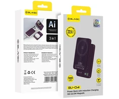 Blavec Power Bank 5000mAh BJ-04 Ultra Slim 7,8mm – Typ C – 22,5W magnetyczny indukcyjny Magsafe 3 w 1 (PBBJ04-MC5P) violetinė stiklinis