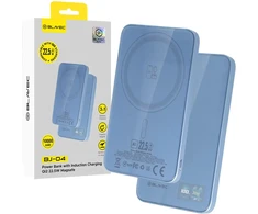 Blavec Power Bank 5000mAh BJ-04 Ultra Slim 7,8mm – Typ C – 22,5W magnetyczny indukcyjny Magsafe 3 w 1 (PBBJ04-MC5LB) Šviesiai mėlynas stiklinis