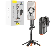 Blavec Selfie Stick Aliuminio Coco PRO Mini P-01 Magsafe Auto pop quadripod + remote control + holder 0,48 metra (SSCPMP01-MQHB048) juodas