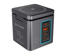 „Blitzwolf BW-i113 GaN“, USB-A, 3xUSB-C, 105W tinklo įkroviklis