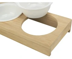 Bļoda dzīvniekiem, keramika - Trixie Bowl set, ceramic/bamboo, 2×0.25 l/ø 12cm/30×5×14 cm