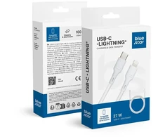 BlueStar USB C į Lightning kabelis, mėlynas, žvaigždės formos, 2,4A, 27W, 1 m, DC-001CL2.4, baltas