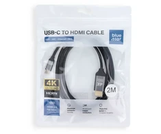 BlueStar Cable USB C to HDMI Blue Star 4K 60Hz - High Speed, HDR, ARC, Ethernet, AWM, 2m juodas