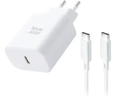 BlueStar Phone charger Blue Star USB C QC4.0 PD 3A 35W + cable USB C to USB C TFB-TC-25WPD baltas