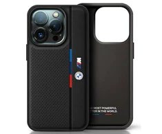 BMW M Perforated Tricolor Detail Line Apple iPhone 16 Case - dėklas telefonui juodos spalvos