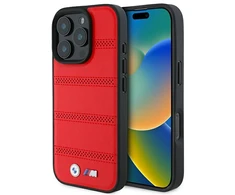 BMW M Perforated And Stitched Line MagSafe case Apple iPhone 16 Pro - dėklas telefonui raudonos spalvos