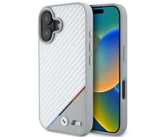 BMW M Carbon Tricolor Line MagSafe Apple iPhone 16 Case - dėklas telefonui pilkos spalvos