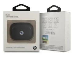 BMW BMAPSSLNA AirPods Pro dėklas navy Geniune Leather sidabro spalvos Logo