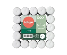 Arbatinė žvakė BOLSIUS, balta, metaliniame indelyje, 3,5h, 100 vnt.