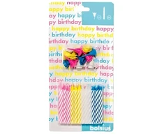 Bolsius Cake candles with holders 12pcs. multi-colored