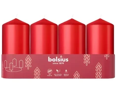 Bolsius Cylinder Candles 4pcs 100x48mm Raudona