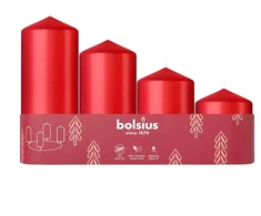 Bolsius Advent Christmas Candles 4pcs 60x48mm Raudona