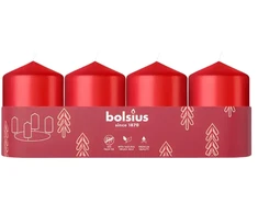 Bolsius Cylinder Candles 4pcs 60x40mm Raudona