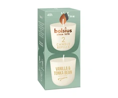 Bolsius „Candles Clean Light“ papildymo žvakės, 2 vnt., vanilės ir tonka pupelių skonio