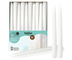 Bolsius Table candles Professional 30pcs in a box 250/24mm baltas