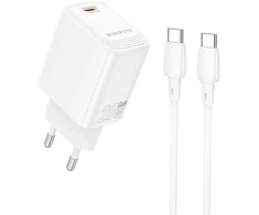 Borofone laidinis įkroviklis BN26 Fuente – Type C – PD 20W su Type C į Type C kabeliu baltos spalvos