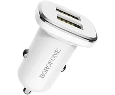 Automobilinis įkroviklis Borofone BZ12 su 2 USB jungtimis (2.4A) baltas