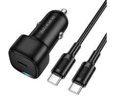 Borofone automobilinis įkroviklis BZ34A Cloud - Type C - PD 20W su Type C į Type C juodos spalvos