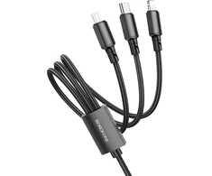 Borofone BX72 laidas 3 in 1 - USB į Type C, Micro USB, Lightning - 2A 1 metras juodos spalvos