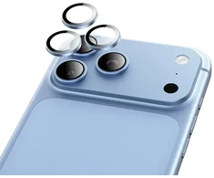 Borofone Grūdintas stiklas BF14 su 3D metaliniu rėmeliu fotoaparato objektyvui, skirtas iPhone 18 Pro/18 Pro Max, šviesiai mėlynas