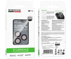 Borofone Grūdintas stiklas BF14 3D metalinis rėmelis fotoaparato objektyvui skirtas iPhone 18 Pro/18 Pro Max raudonas