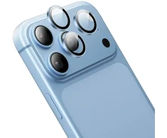 Borofone Grūdintas stiklas BF14 su 3D metaliniu rėmeliu fotoaparato objektyvui, skirtas iPhone 18 Pro/18 Pro Max, šviesiai mėlynas