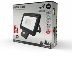 BREMEN LED prožektorius su judesio davikliu 30W, 4000K, IP65, 80lm/W Eurolight
