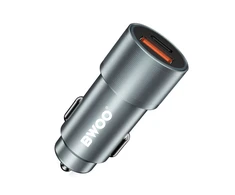BWOO 38W greitasis automobilinis įkroviklis BO-CC73 QC 18W + PD 20W, pilkai sidabrinis